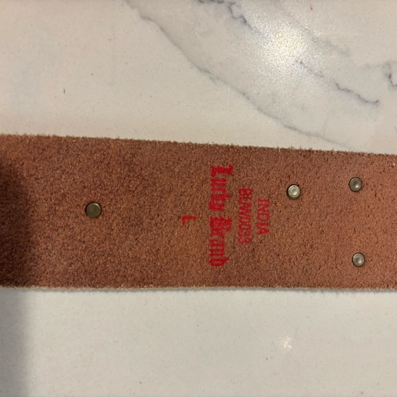 LUCKY BRAND Sz L Embroidered Floral Butterfly Brown Leather Belt - Picture 7 of 7